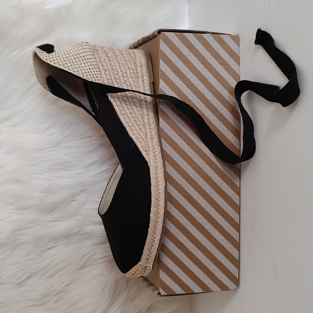 Tonivis (NWT) Black Espadrille Wedge Sandals w/Ankle Tie/ Size 9